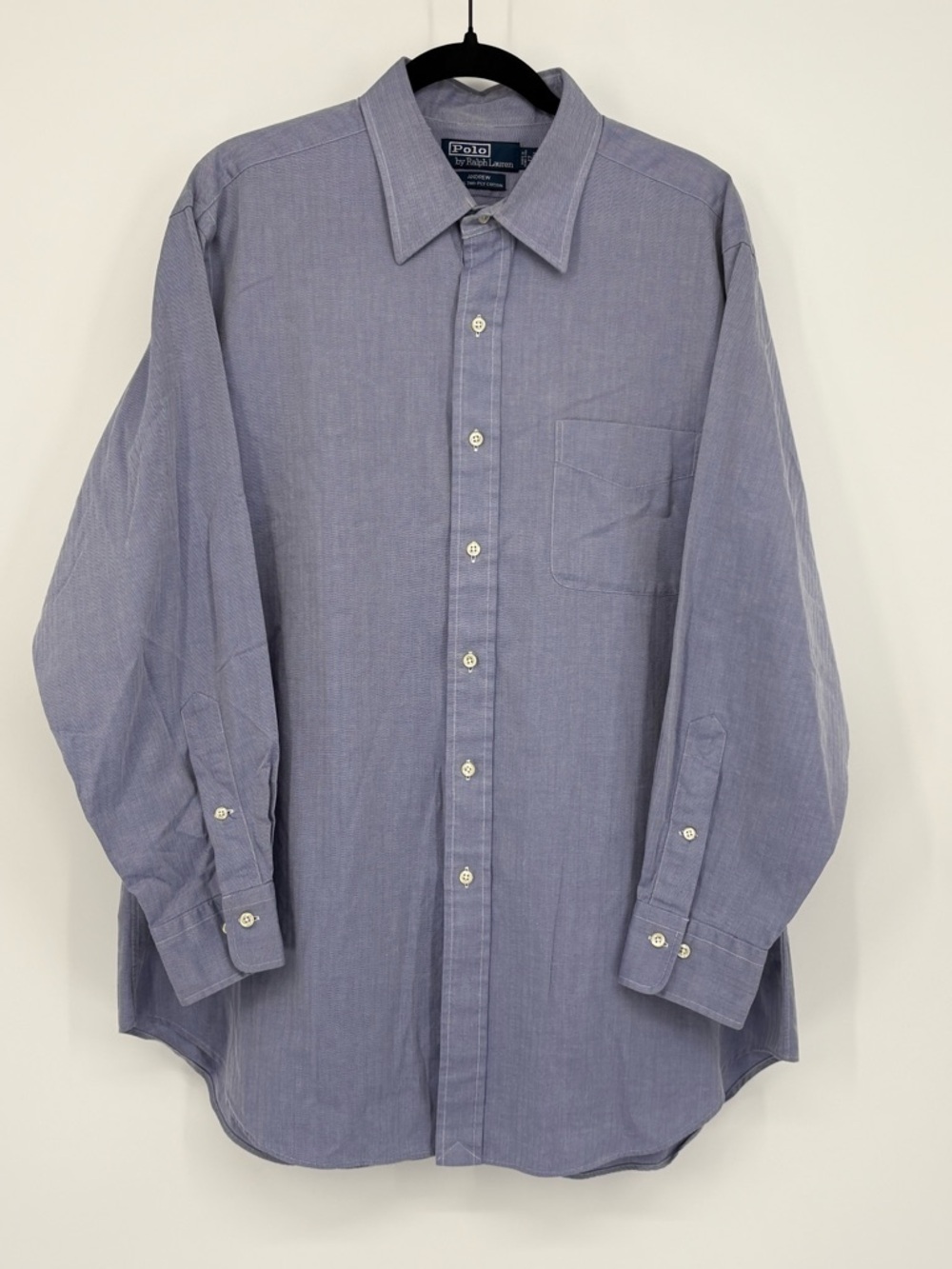 POLO RALPH LAUREN Shirt Andrew Blue 100% Two-ply Cotton Mens 17 (XL) 32/33